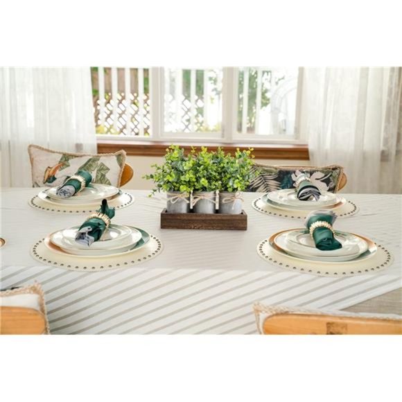 Decorative Galvanized Metal Pots Centerpiece Decor Wood Tray with Eucalyptus - Picture 3 of 5